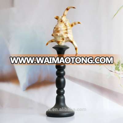 Artificial carved resin sea shell on stick with base for home decor