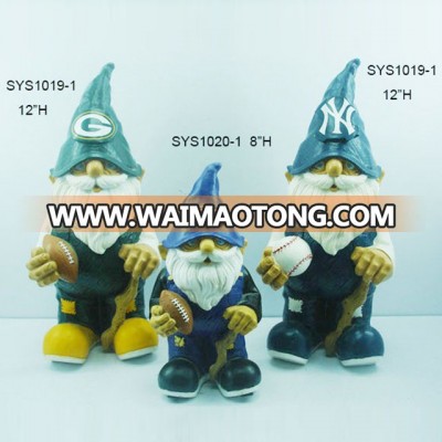 Resin football gnome figurines.