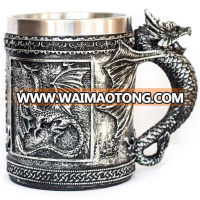 Game of Throne Mug GOT Dragon Mug Beer Tankard Stainless Steel & 3D Resin Coffee Mug for Man's Gifts