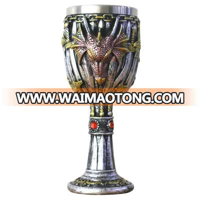 Medieval Dragon Iron Throne Legend Of The Swords Wine Goblet Chalice Cup 7"H